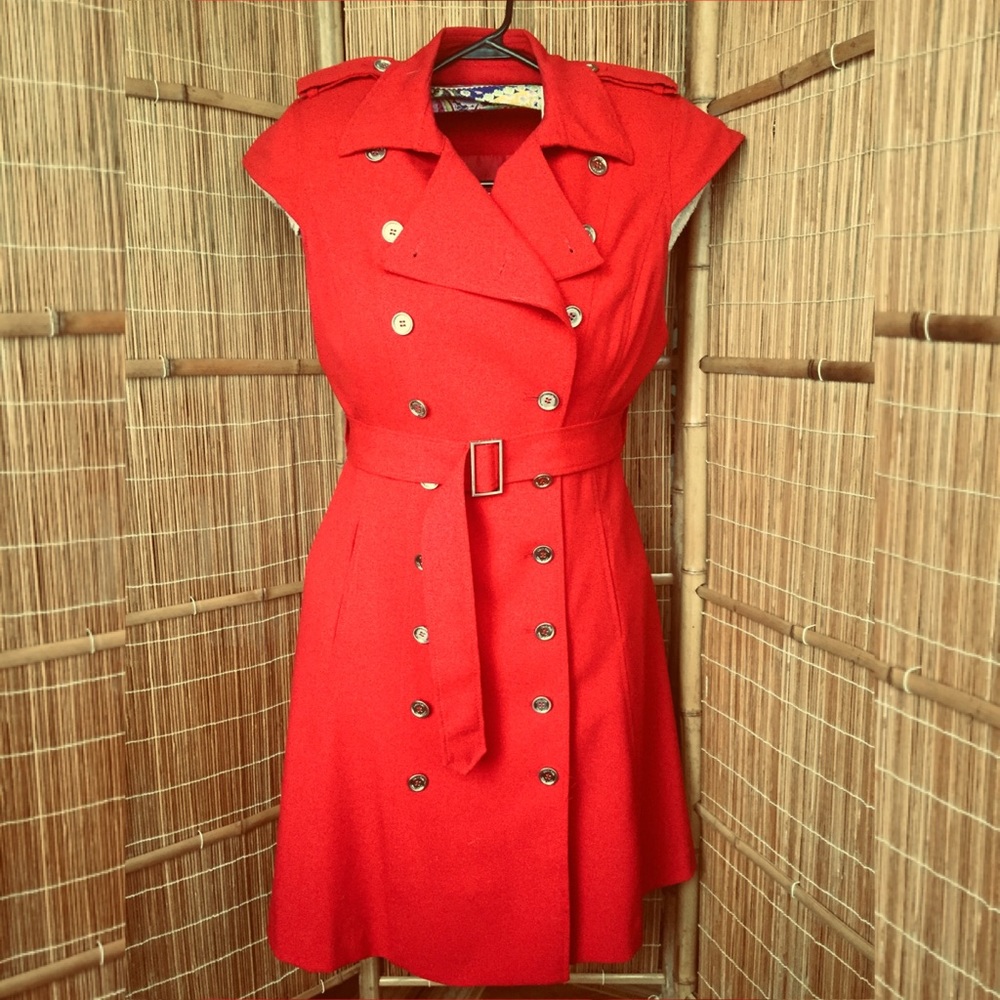Calvin Klein Red Button Down Dress